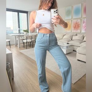 Reformation Blue Striped Flare Jeans